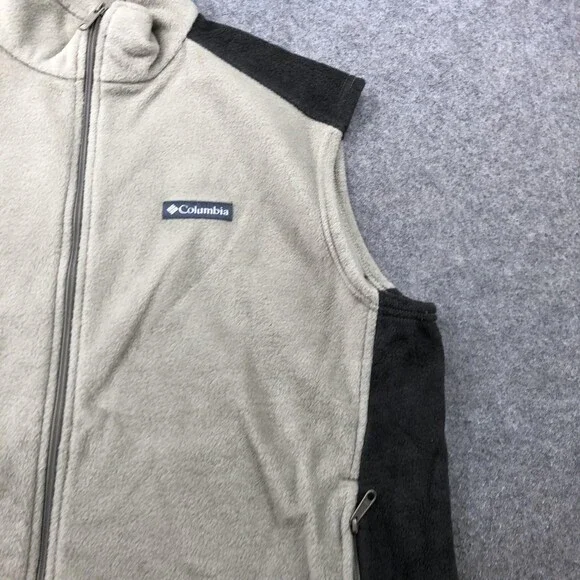 Columbia Vest Mens XL Beige Black Fleece Full Zip Sleeveless Outdoor Hiking - Picture 3 of 9